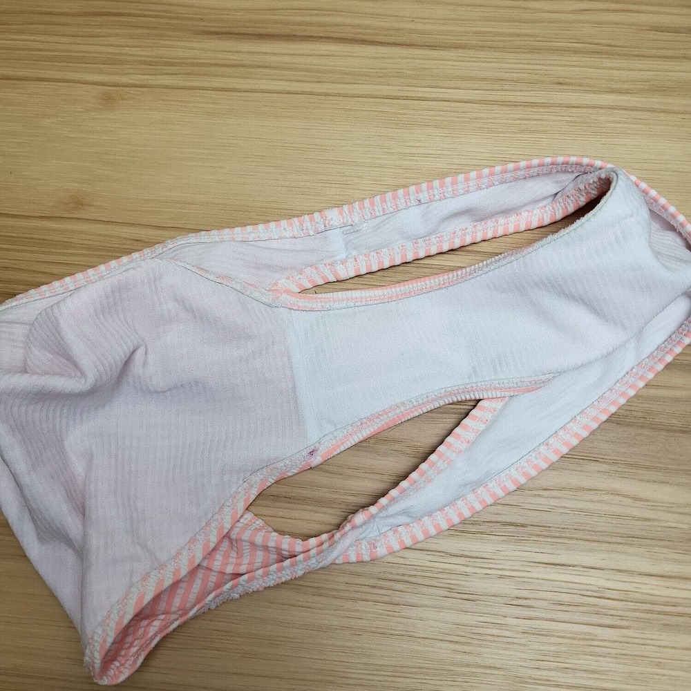 2Chillies Womens Orange White Stiped Swim‎ Bikini Bottom Size 12 - Picture 4 of 9